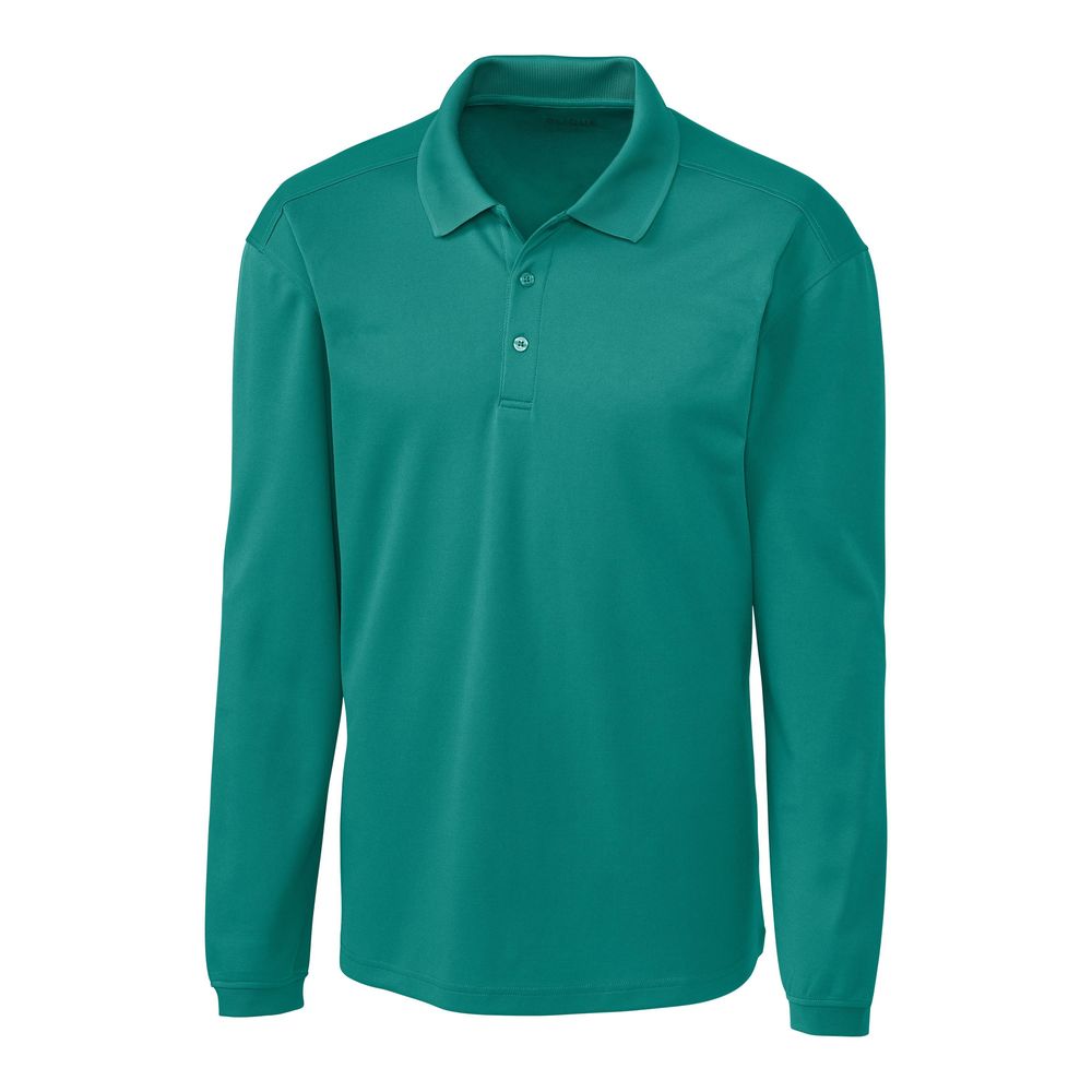 NWT Clique Teal Green Spin Eco Performance Jersey Long Sleeve Mens Polo